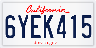 CA license plate 6YEK415