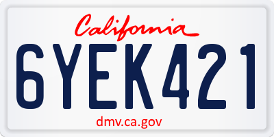 CA license plate 6YEK421
