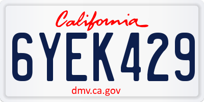 CA license plate 6YEK429