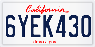 CA license plate 6YEK430