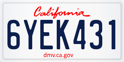 CA license plate 6YEK431