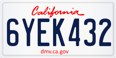 CA license plate 6YEK432