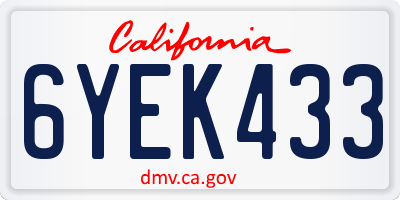 CA license plate 6YEK433