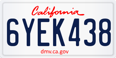 CA license plate 6YEK438