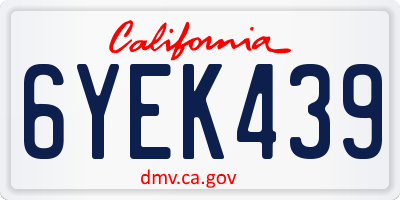 CA license plate 6YEK439
