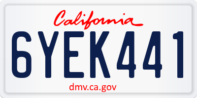 CA license plate 6YEK441