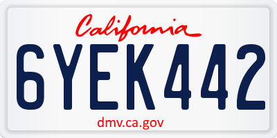 CA license plate 6YEK442