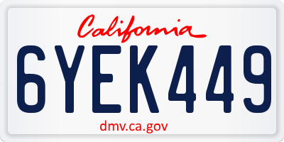 CA license plate 6YEK449