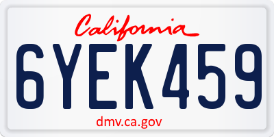 CA license plate 6YEK459