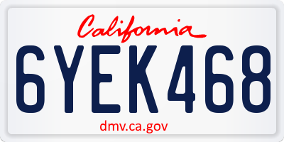 CA license plate 6YEK468