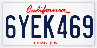CA license plate 6YEK469