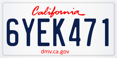 CA license plate 6YEK471