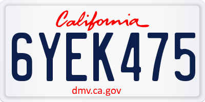 CA license plate 6YEK475