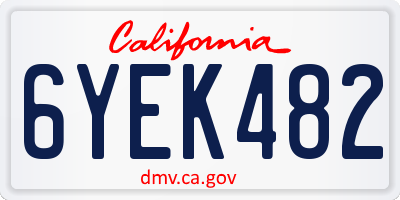 CA license plate 6YEK482