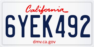 CA license plate 6YEK492