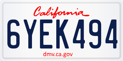 CA license plate 6YEK494