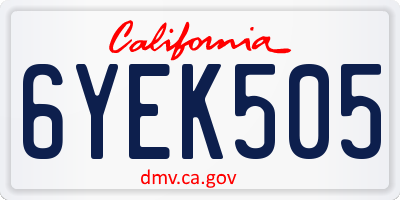 CA license plate 6YEK505