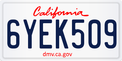 CA license plate 6YEK509