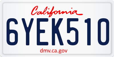 CA license plate 6YEK510