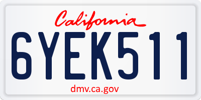CA license plate 6YEK511