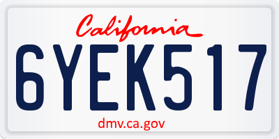 CA license plate 6YEK517