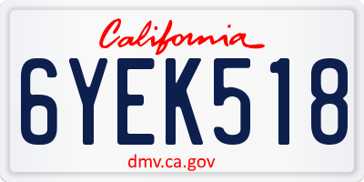 CA license plate 6YEK518