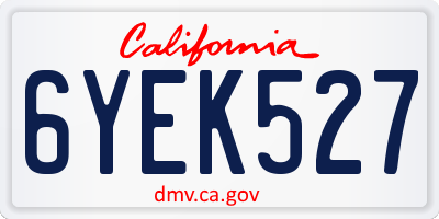 CA license plate 6YEK527