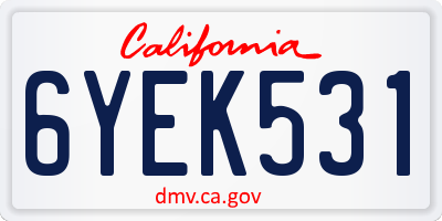 CA license plate 6YEK531