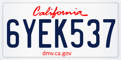 CA license plate 6YEK537