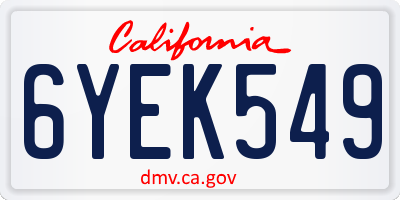 CA license plate 6YEK549