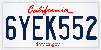 CA license plate 6YEK552