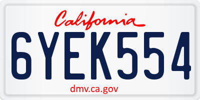 CA license plate 6YEK554