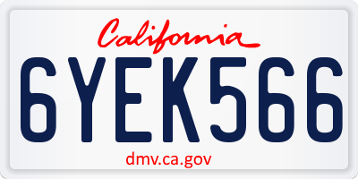 CA license plate 6YEK566