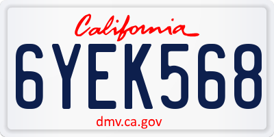 CA license plate 6YEK568