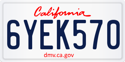 CA license plate 6YEK570