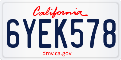 CA license plate 6YEK578