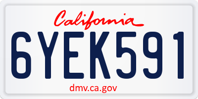 CA license plate 6YEK591