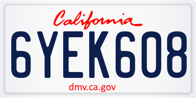 CA license plate 6YEK608