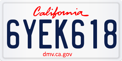 CA license plate 6YEK618