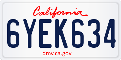 CA license plate 6YEK634