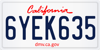 CA license plate 6YEK635