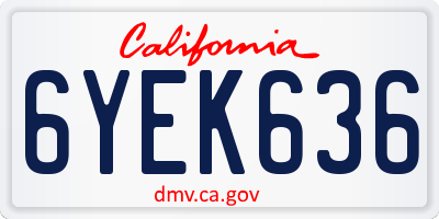 CA license plate 6YEK636