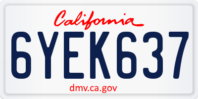 CA license plate 6YEK637