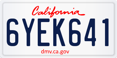 CA license plate 6YEK641