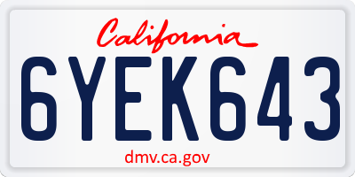 CA license plate 6YEK643