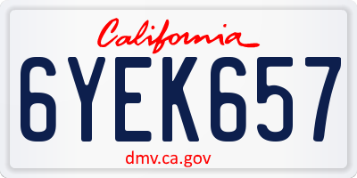 CA license plate 6YEK657
