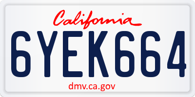 CA license plate 6YEK664