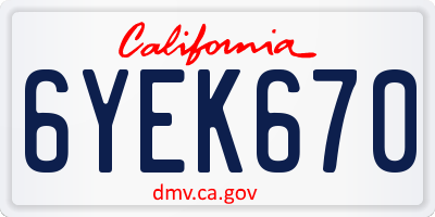 CA license plate 6YEK670