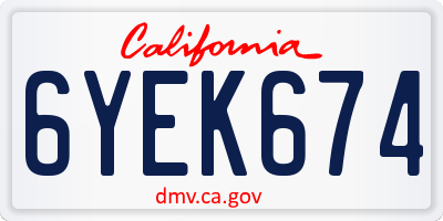 CA license plate 6YEK674