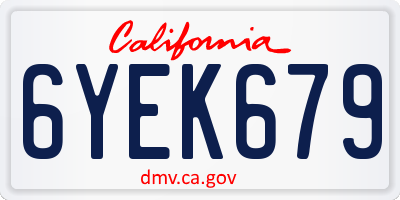CA license plate 6YEK679